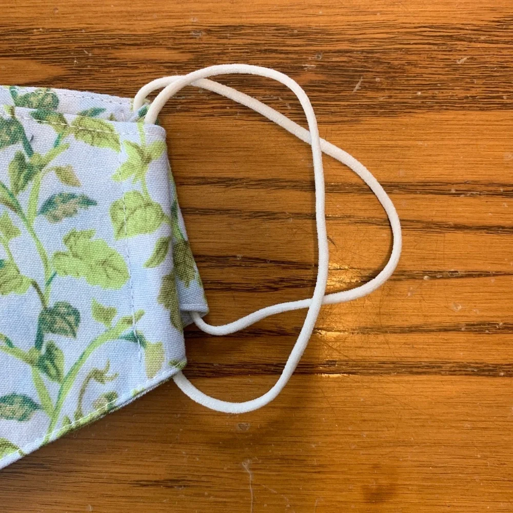 Handmade Floral Cotton Reusable Face Mask Green Ivy Print Soft Breathable Medium